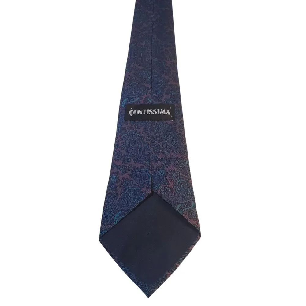 Vintage Contissima Mens Tie Necktie Luxury Purple‎ Blue Paisley Businesscore